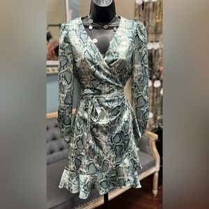 Elegant Snake Print Wrap Dress